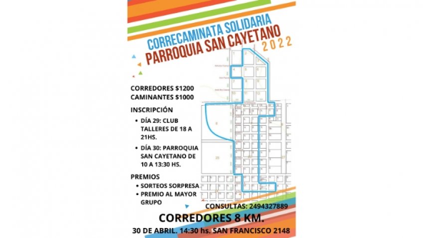 La Parroquia San Cayetano realizará una Correcaminata Solidaria